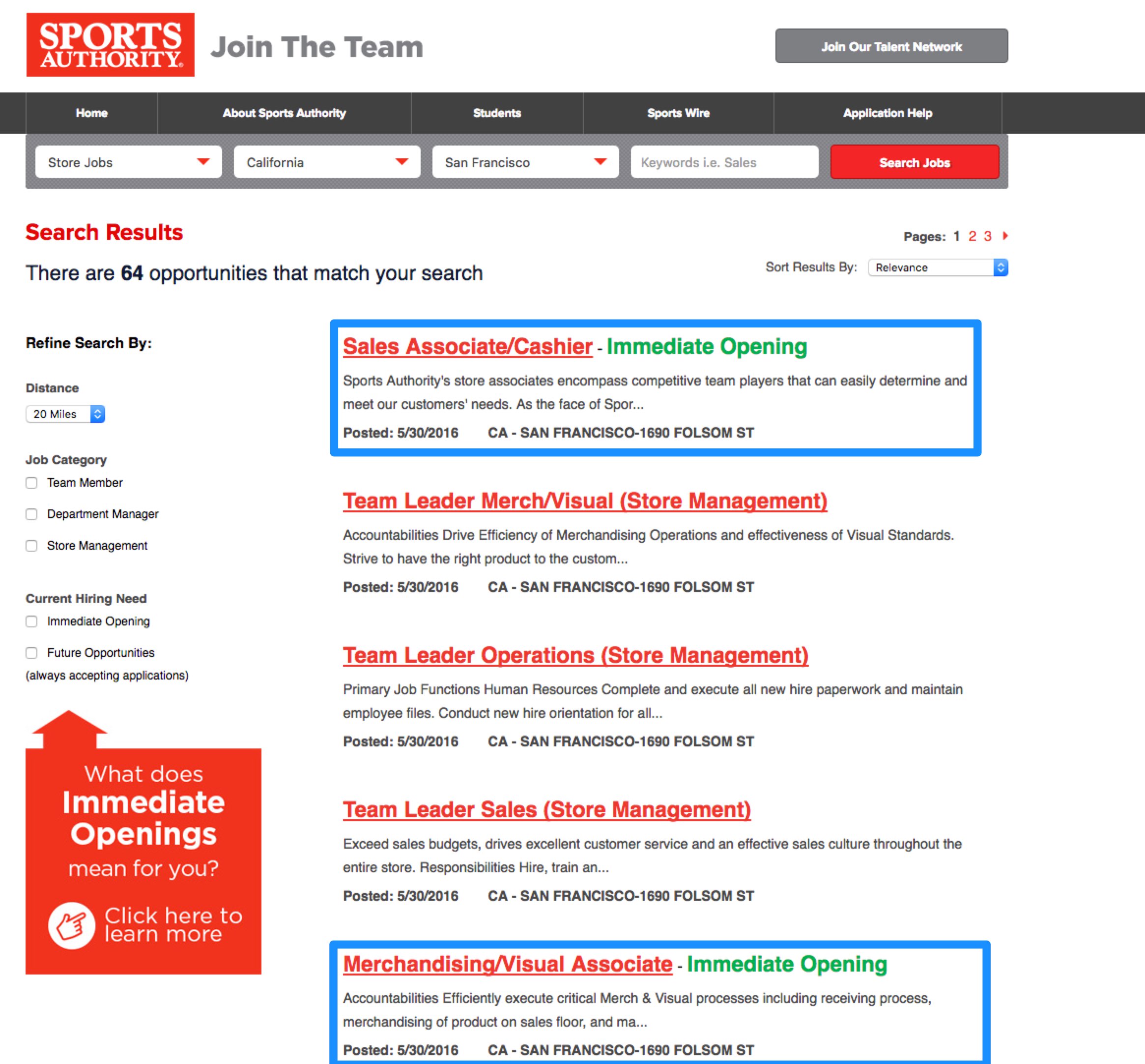 Candidate Experience Job Search Retail Sports Authority Ongig Blog