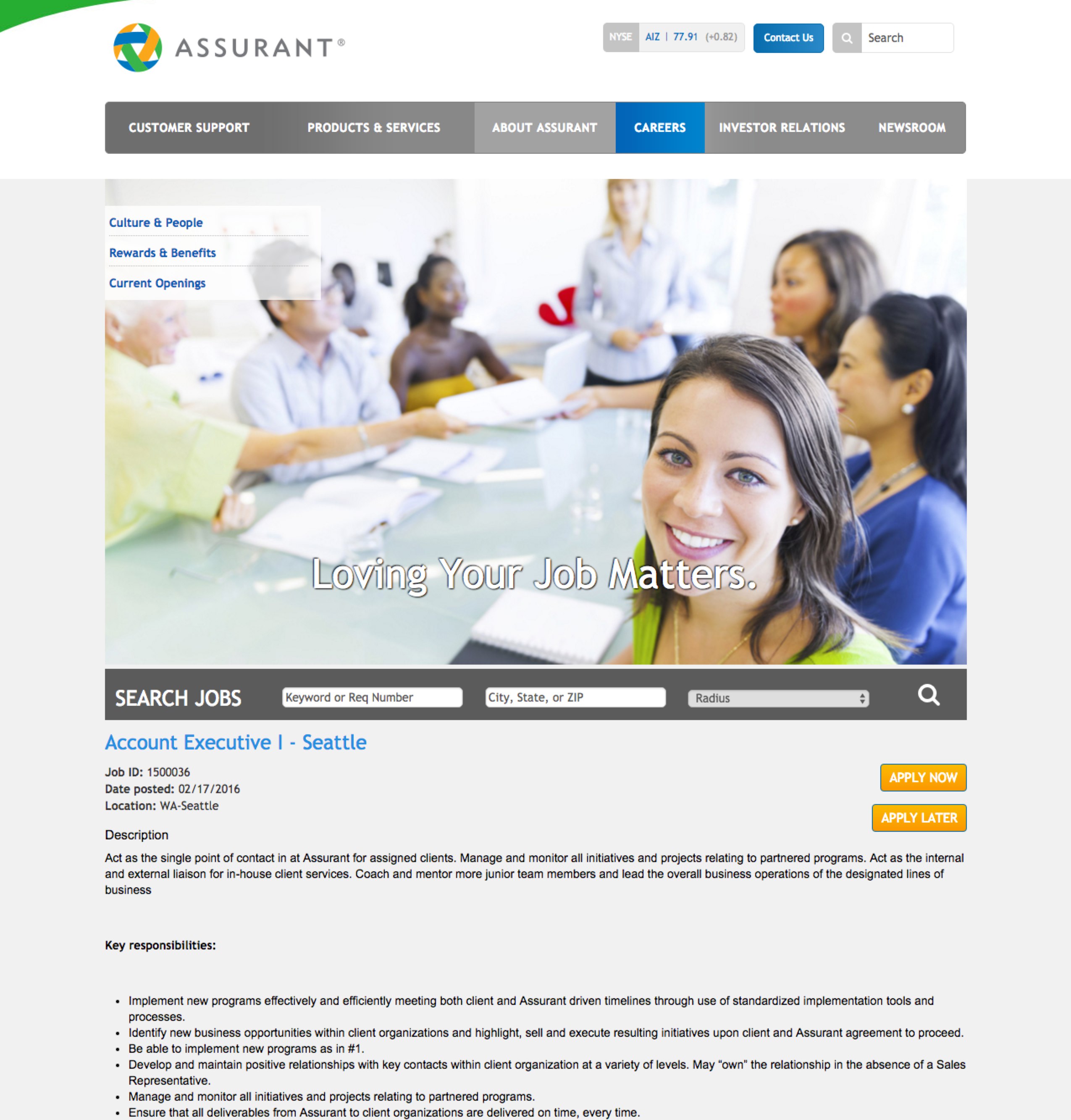 Sample Job Description 1 by Assurant | Talent Brew | Ongig