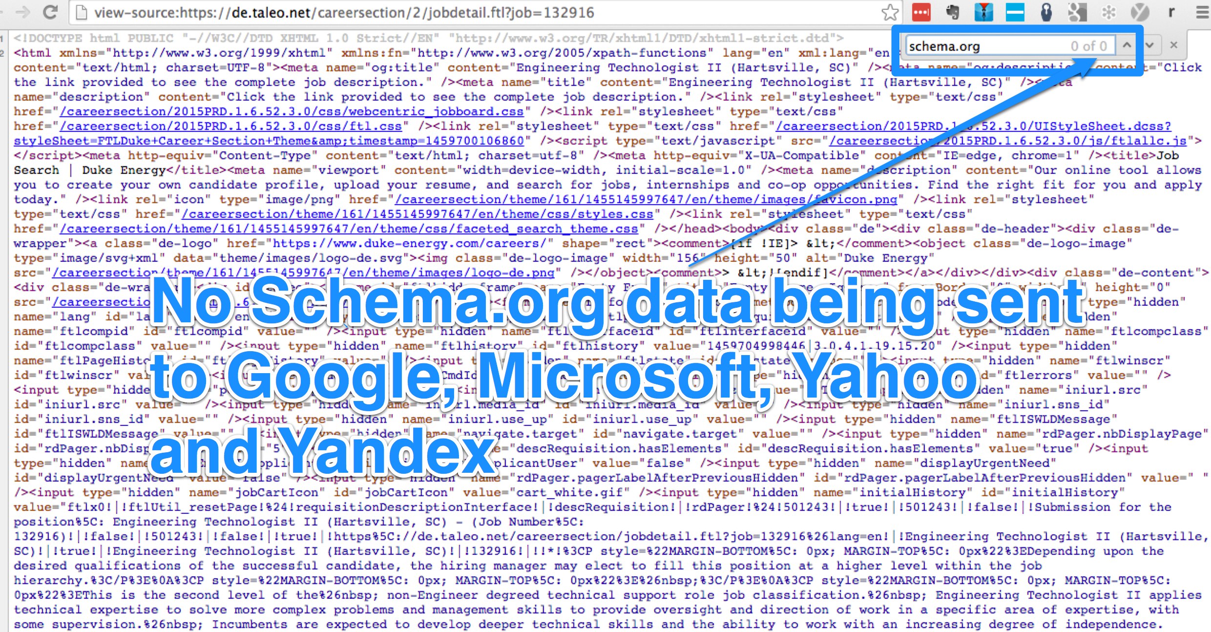 Schema.org for job descriptions example of no microdata SEO