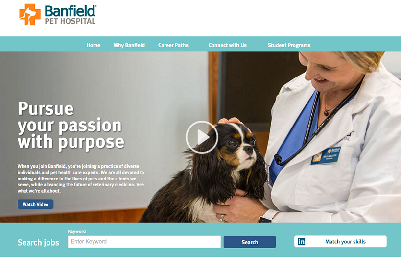 Banfield company career site landing page
