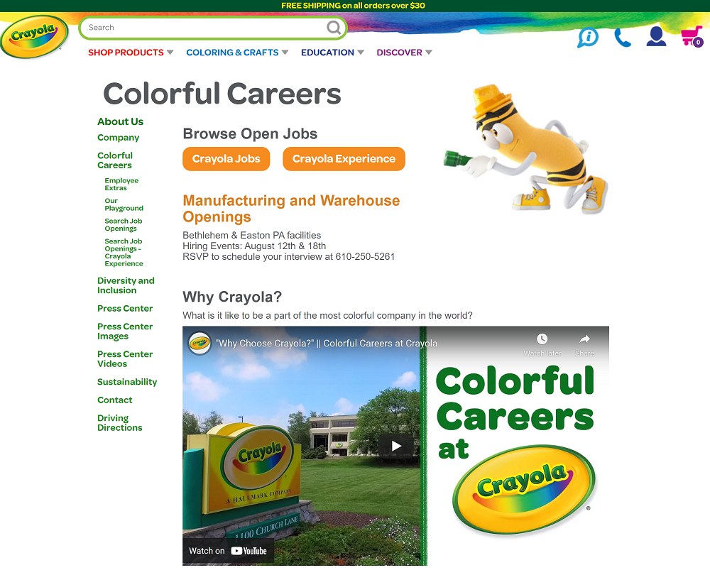 crayola career page