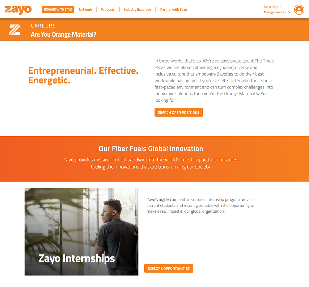 zayo career page