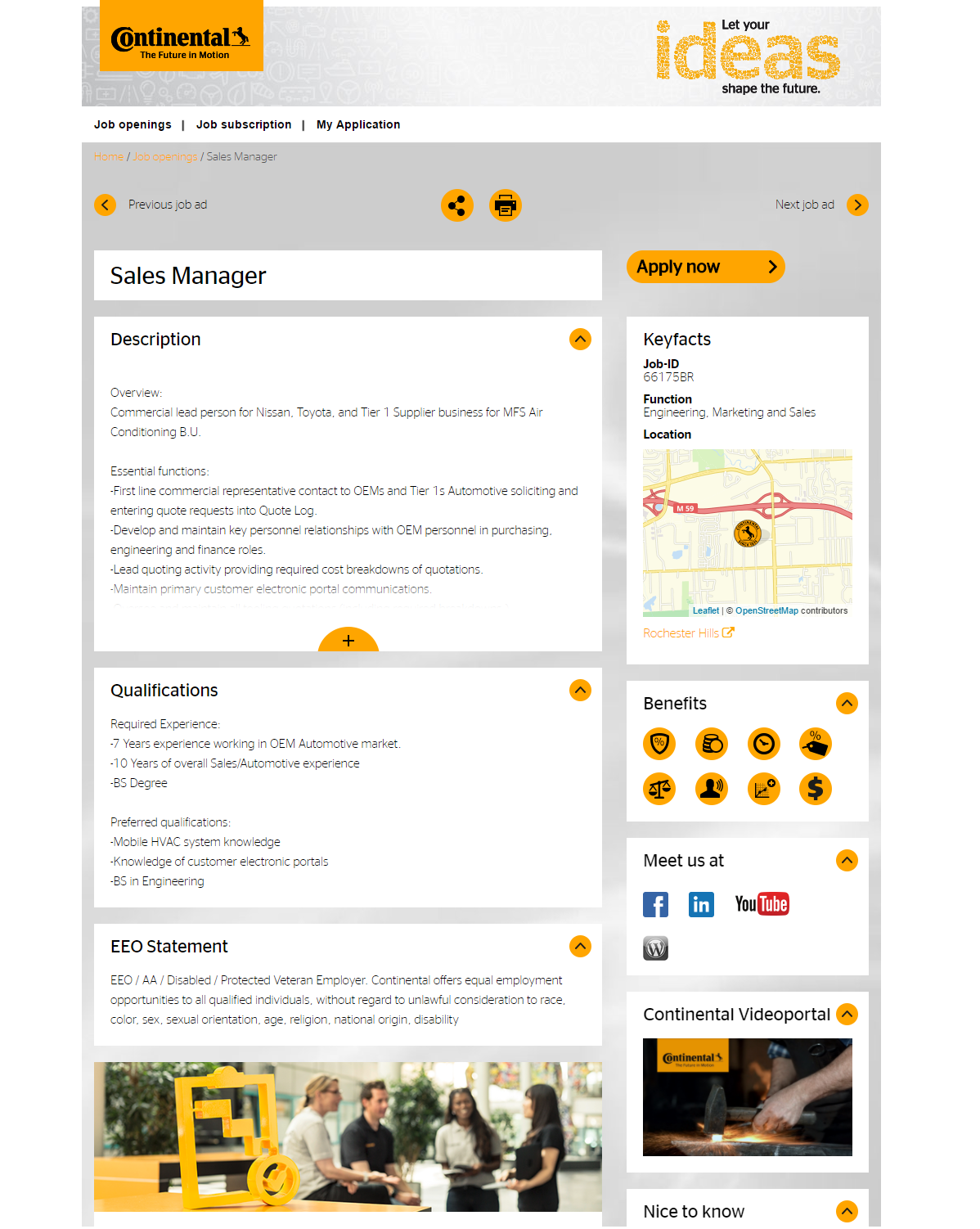 Sales Manager Job Ad Continental