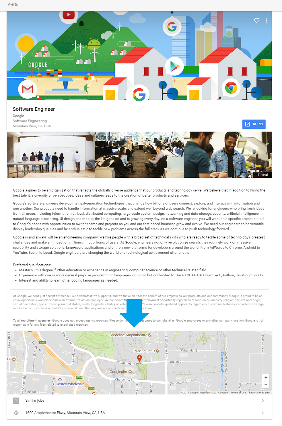 Map on Google Job Description