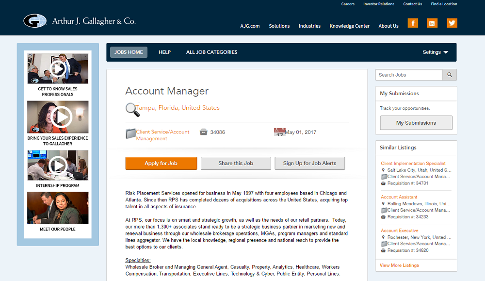 Similar Job Openings on AJG Job Descriptions