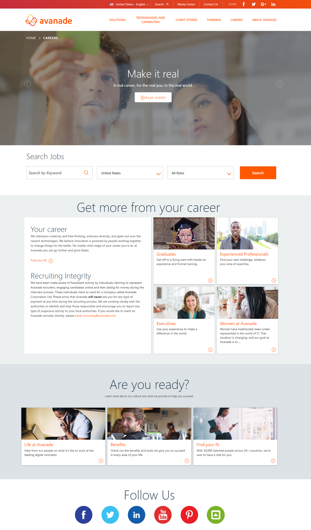 Avanade Company Career Page Example