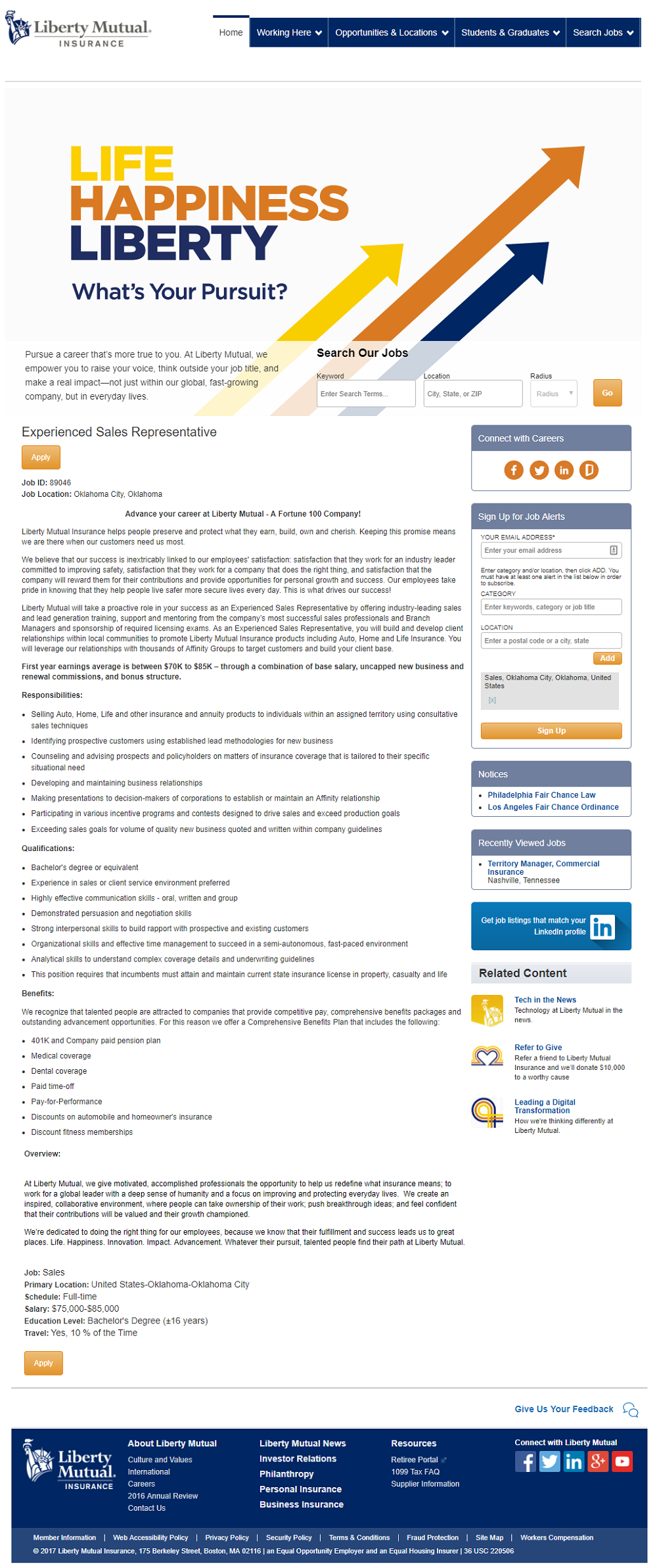 Liberty Mutual Taleo ATS Job Page - Ongig