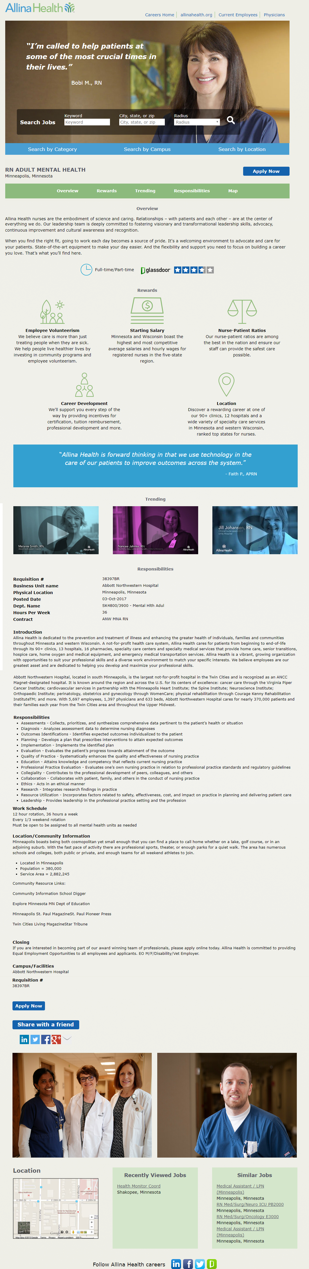 Allina Health Kenexa Brassring ATS Job Page