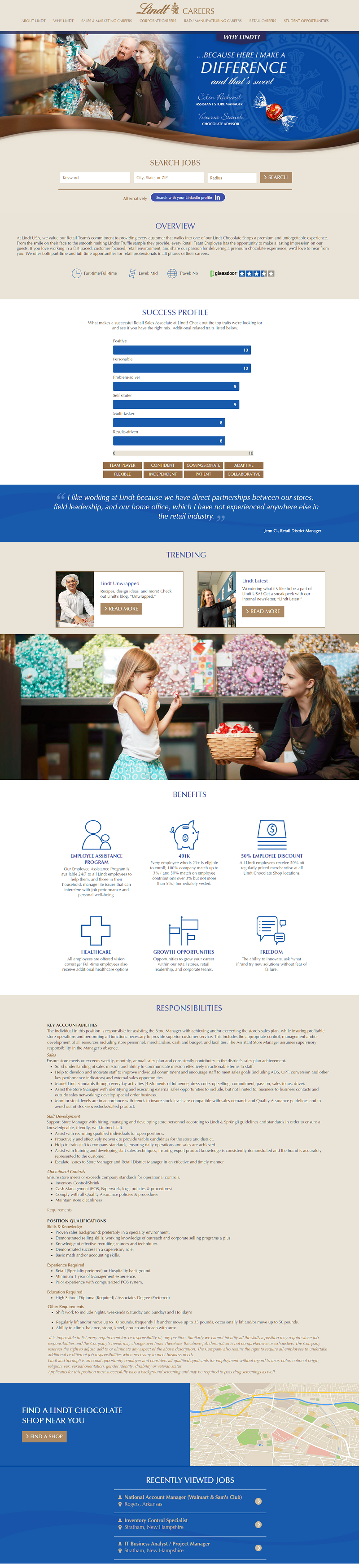 Lindt Mini Career Site Job Description