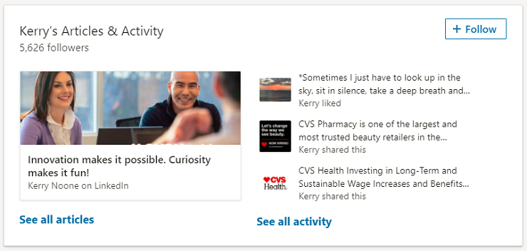 LinkedIn Profile Articles and Activites Section - Recruiting