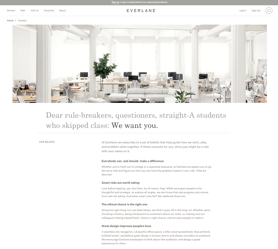 Everlane Company Career Site