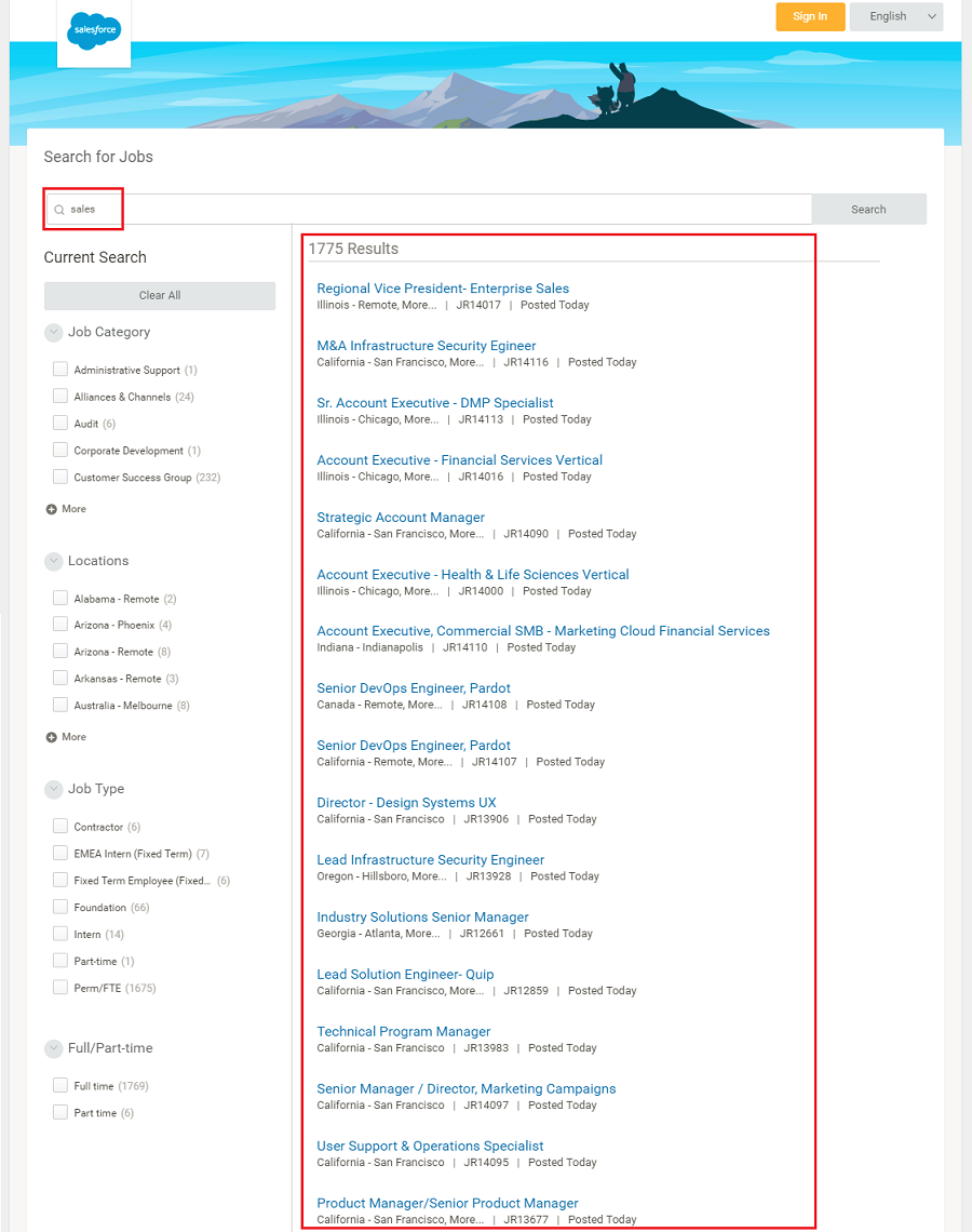 Salesforce.com Job Search
