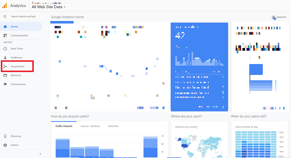 Google Analytics Acquisition Report