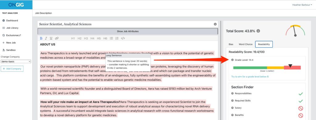 Text Analyzer fixing long sentences