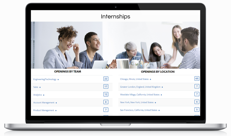 Internships recruiting landing page