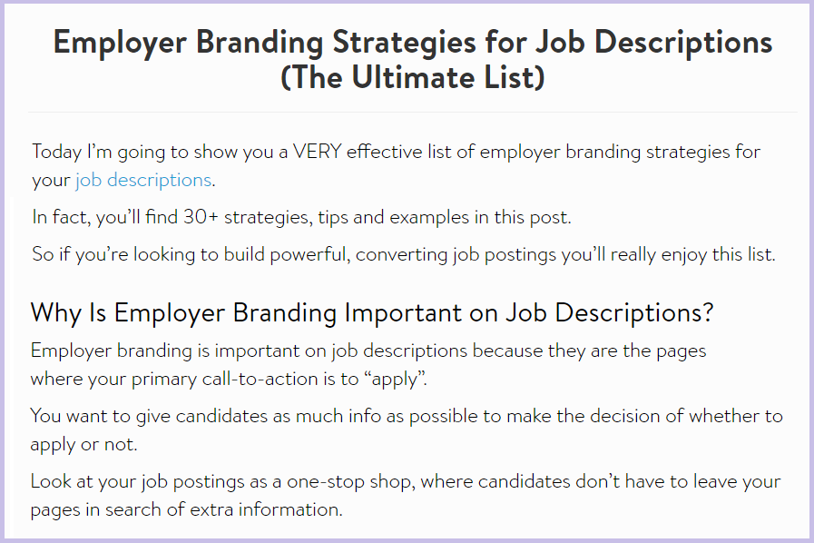 employer branding strategies for job descriptions blog post