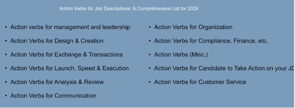 Action verbs for job descriptions