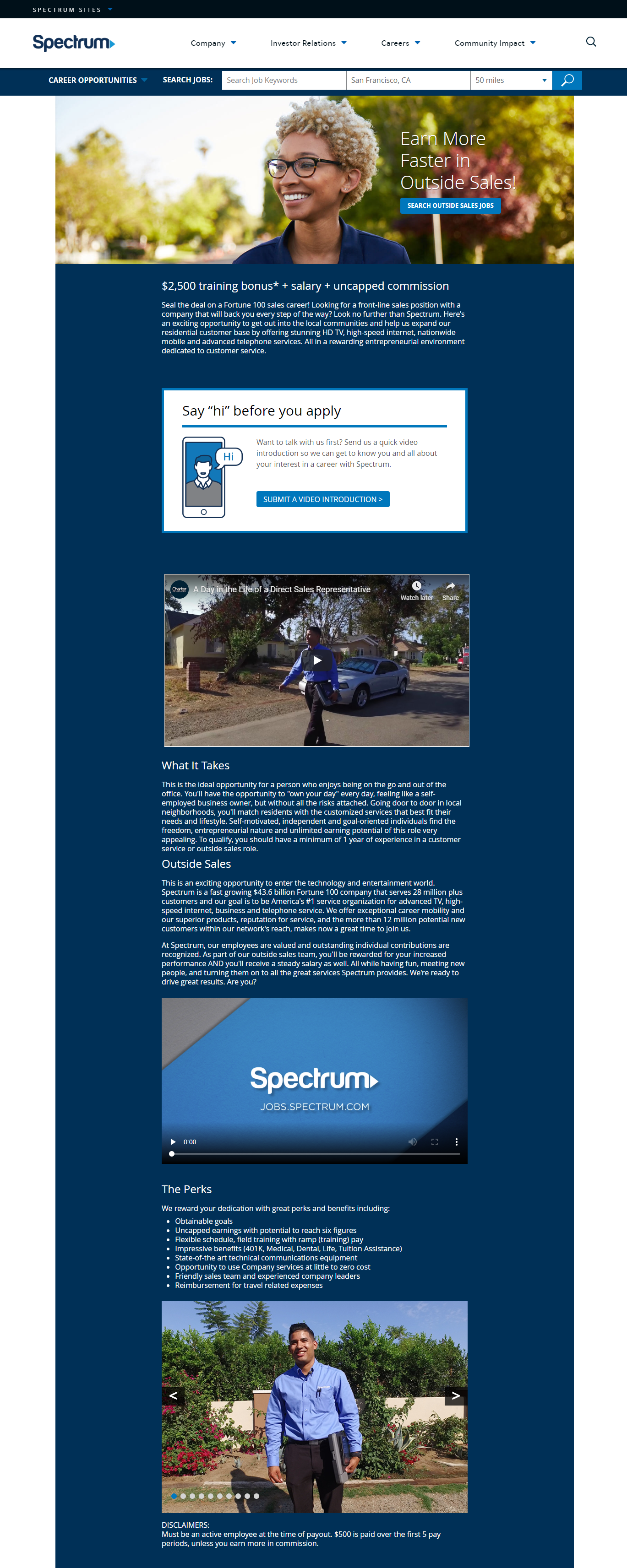 Spectrum Sales Recruiting Microsite