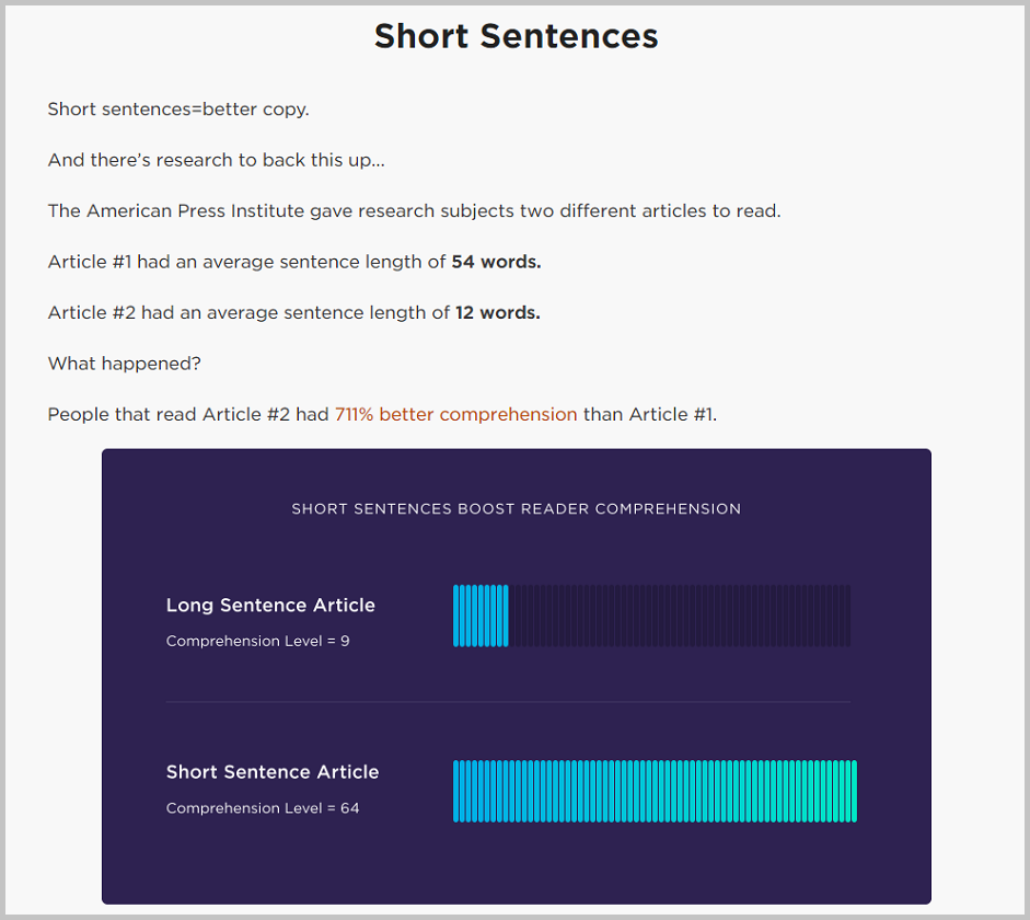 effectiveness of short sentences