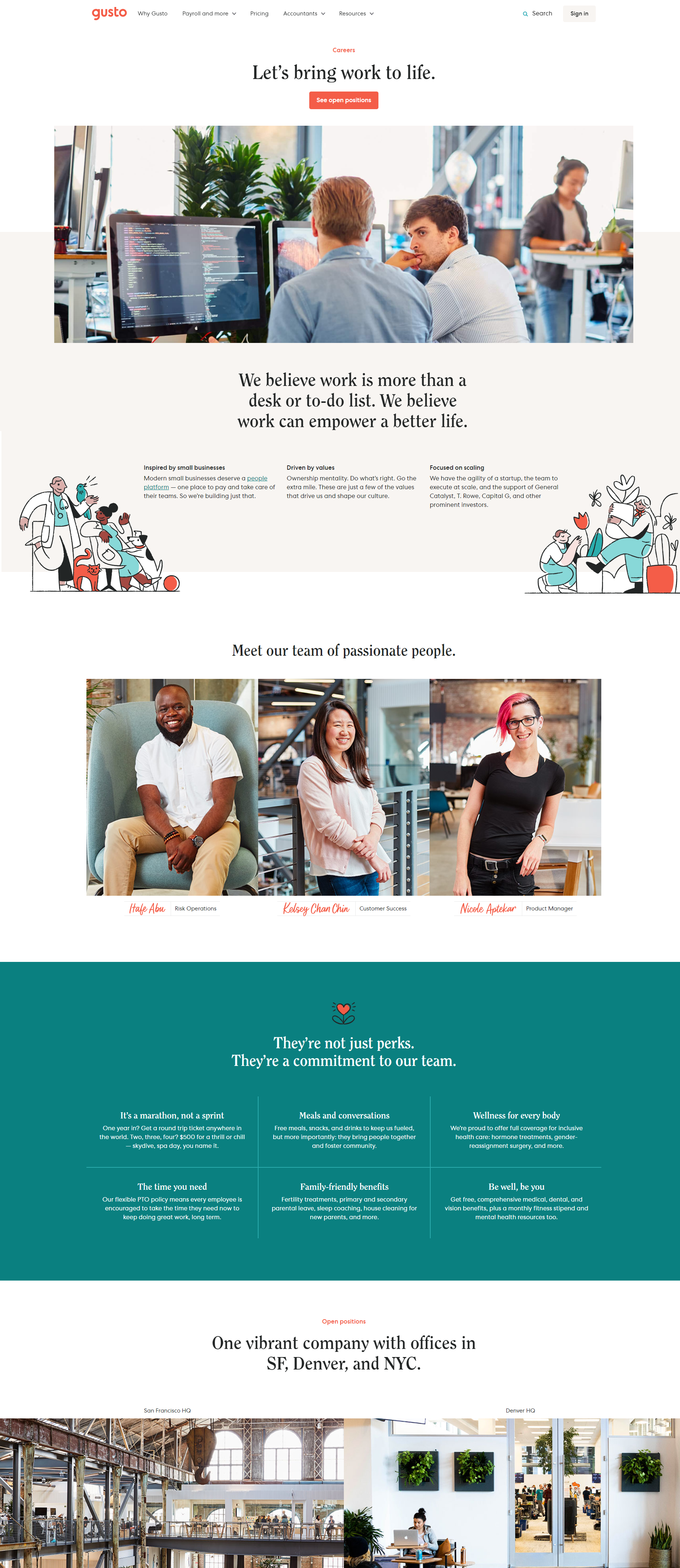 Gusto career page