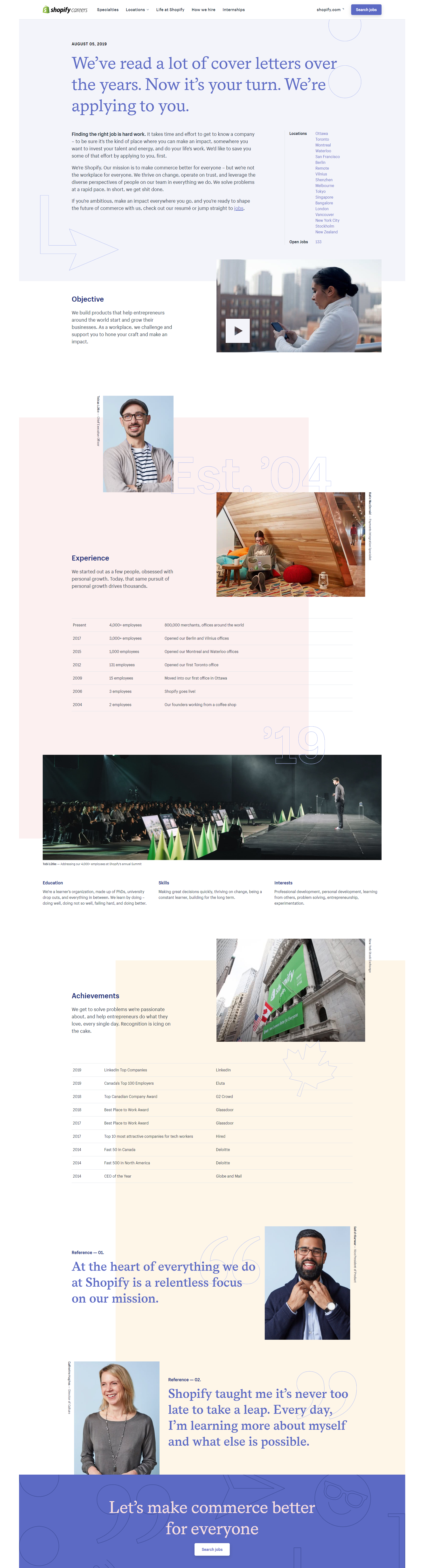 Shopify career page