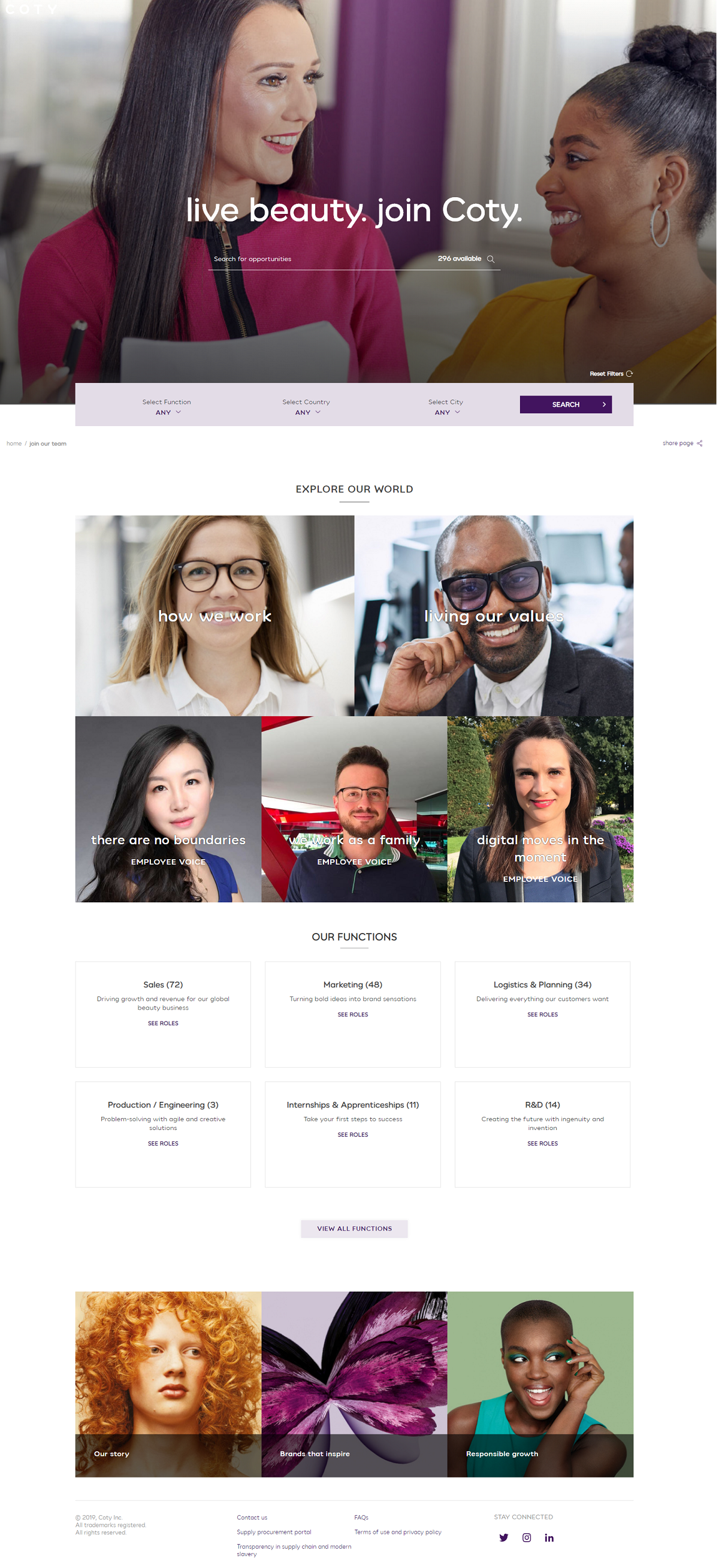 Coty company career page