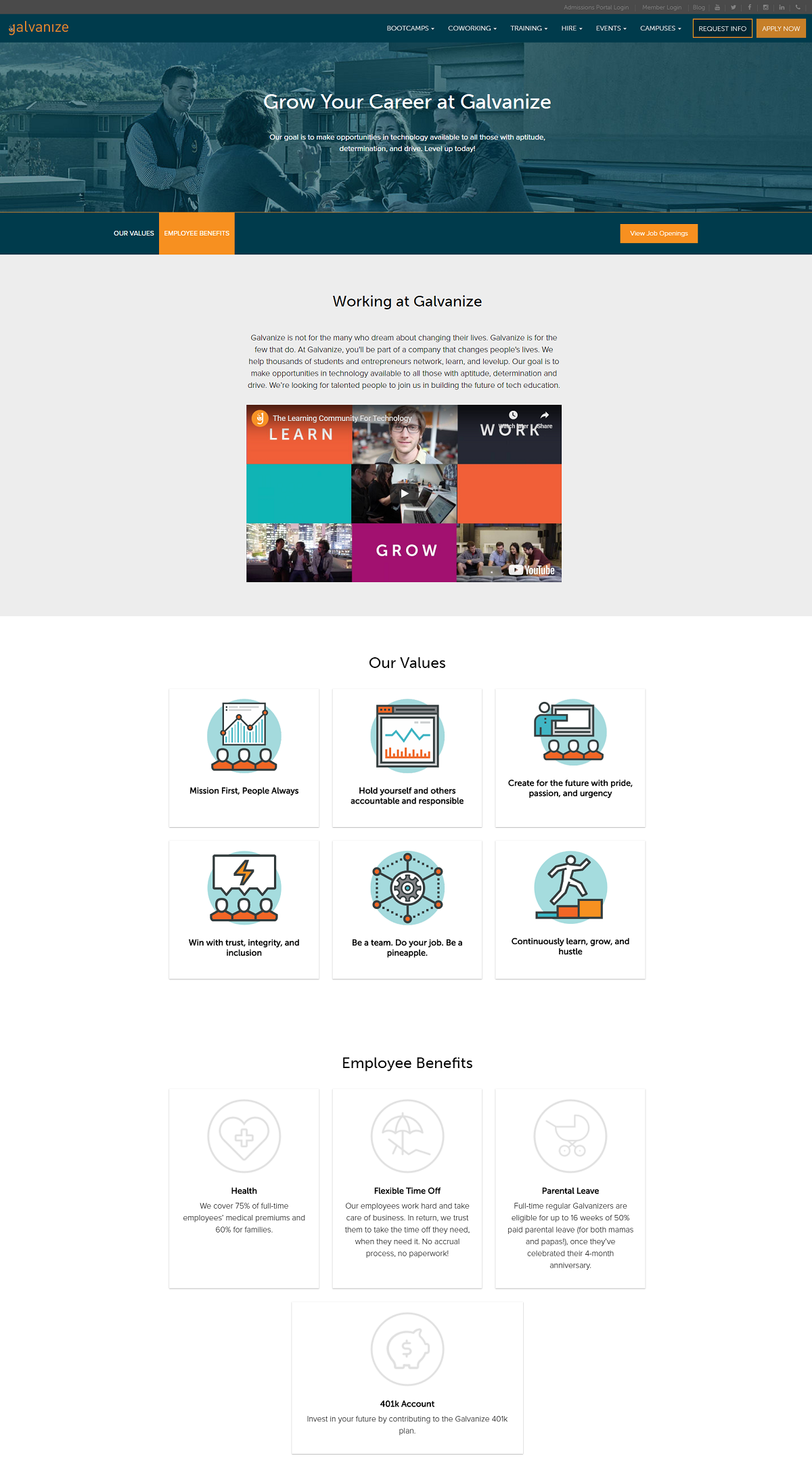 Galvanize company career page