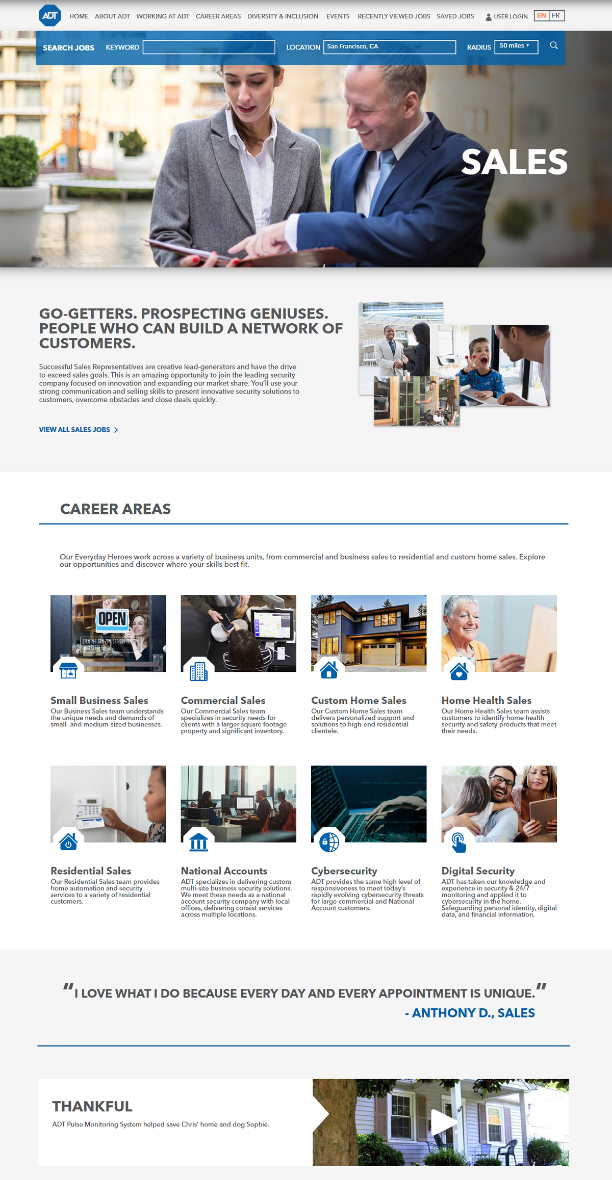 ADT sales recruiting microsite