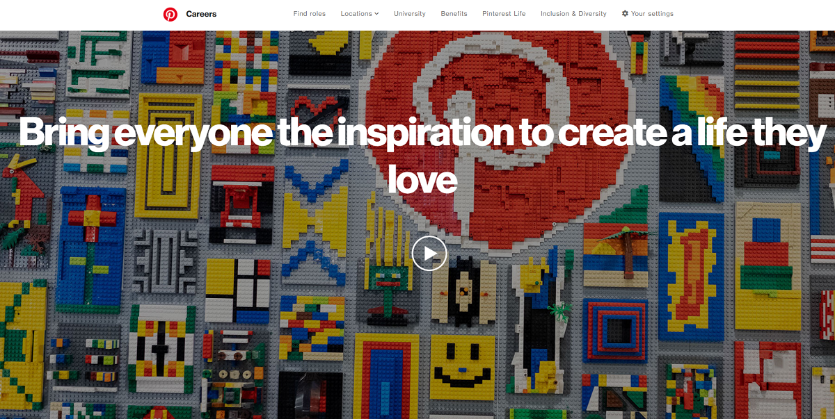 Pinterst company career site feature video