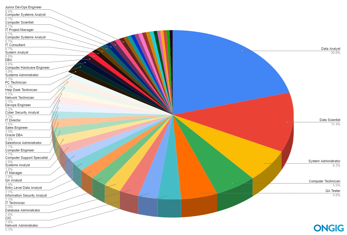 Pie chart of top IT job titles