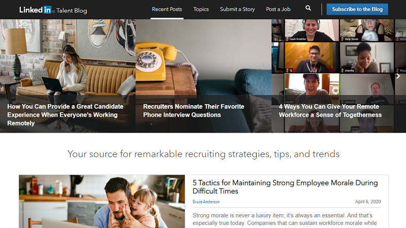 LinkedIn Talent blog homepage