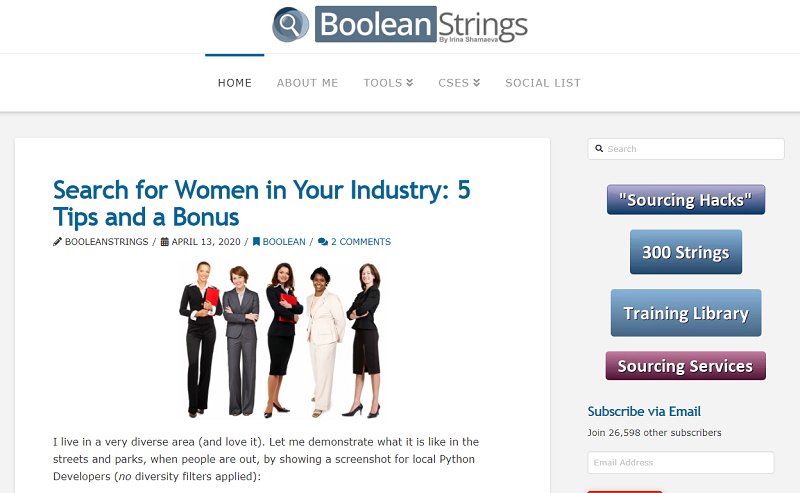 Boolean strings blog homepage