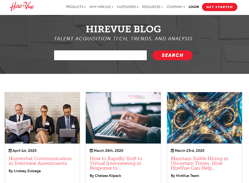 hirevue hiring blog homepage