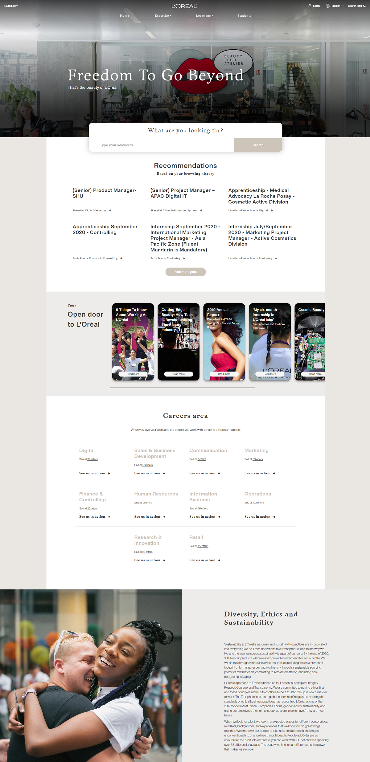 l'oreal company career page