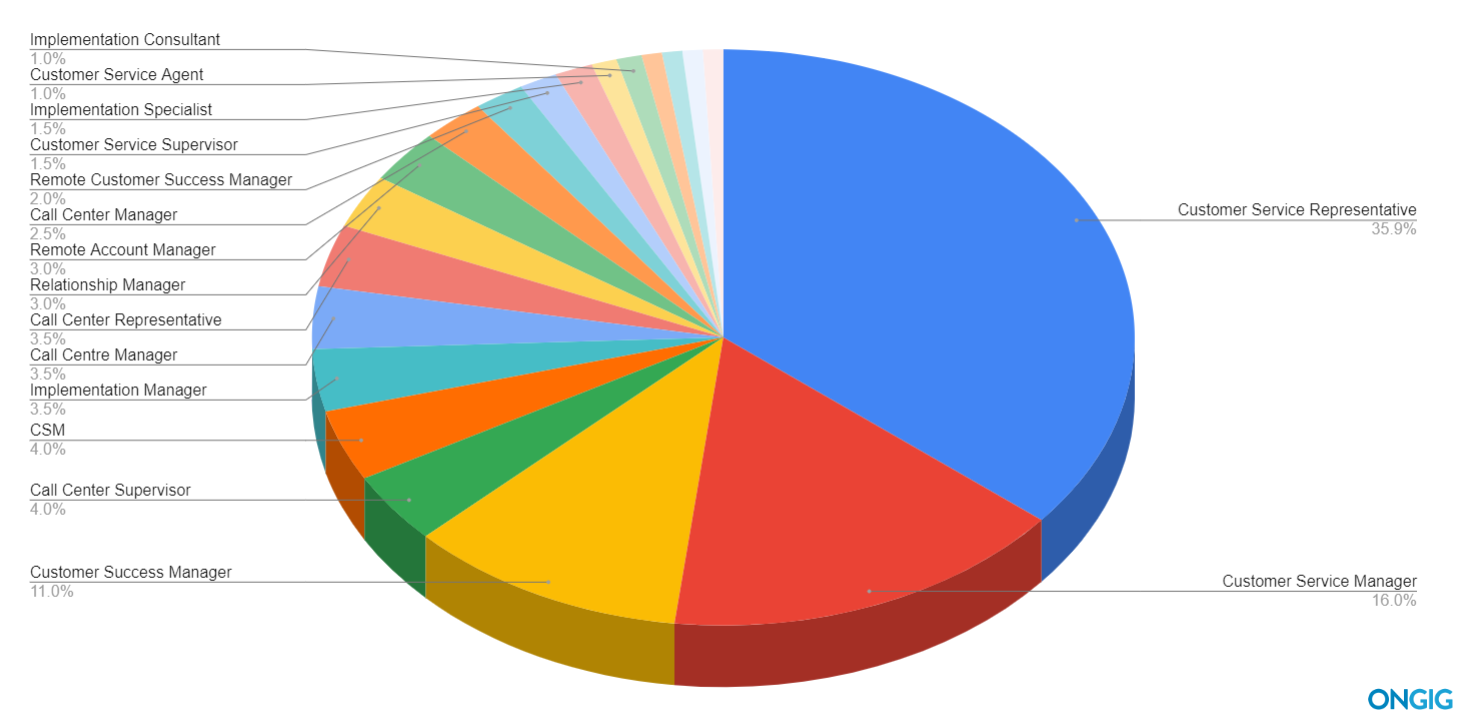 pie chart of top customer service job titles