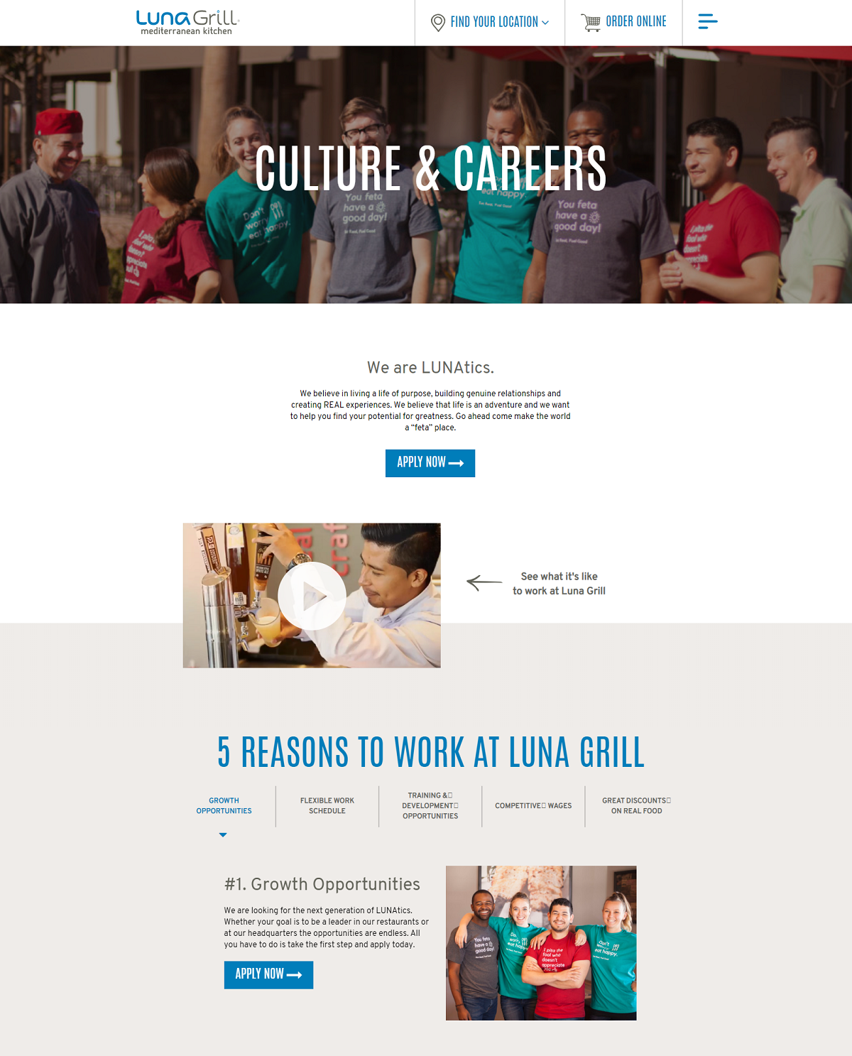 luna grill career page