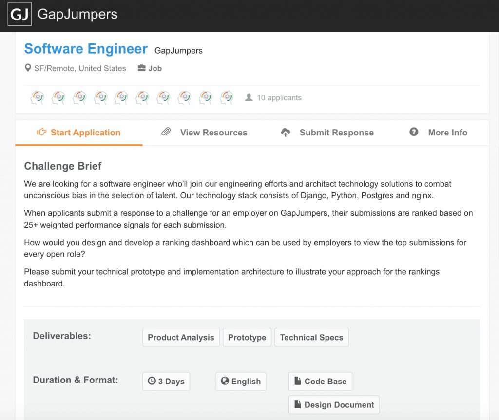 gapjumpers blind hiring tool