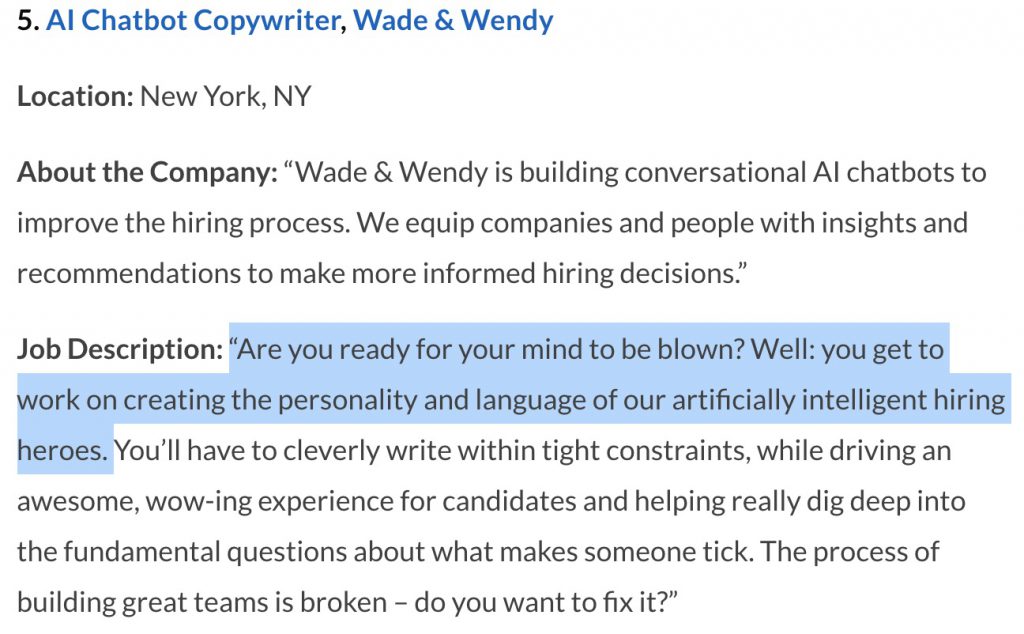 wade and wendy catchy phrases for job postings