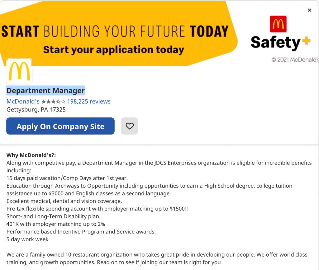 Employee value proposition example McDonalds