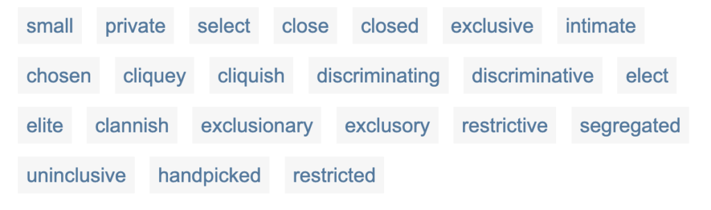 non inclusive definition synonyms