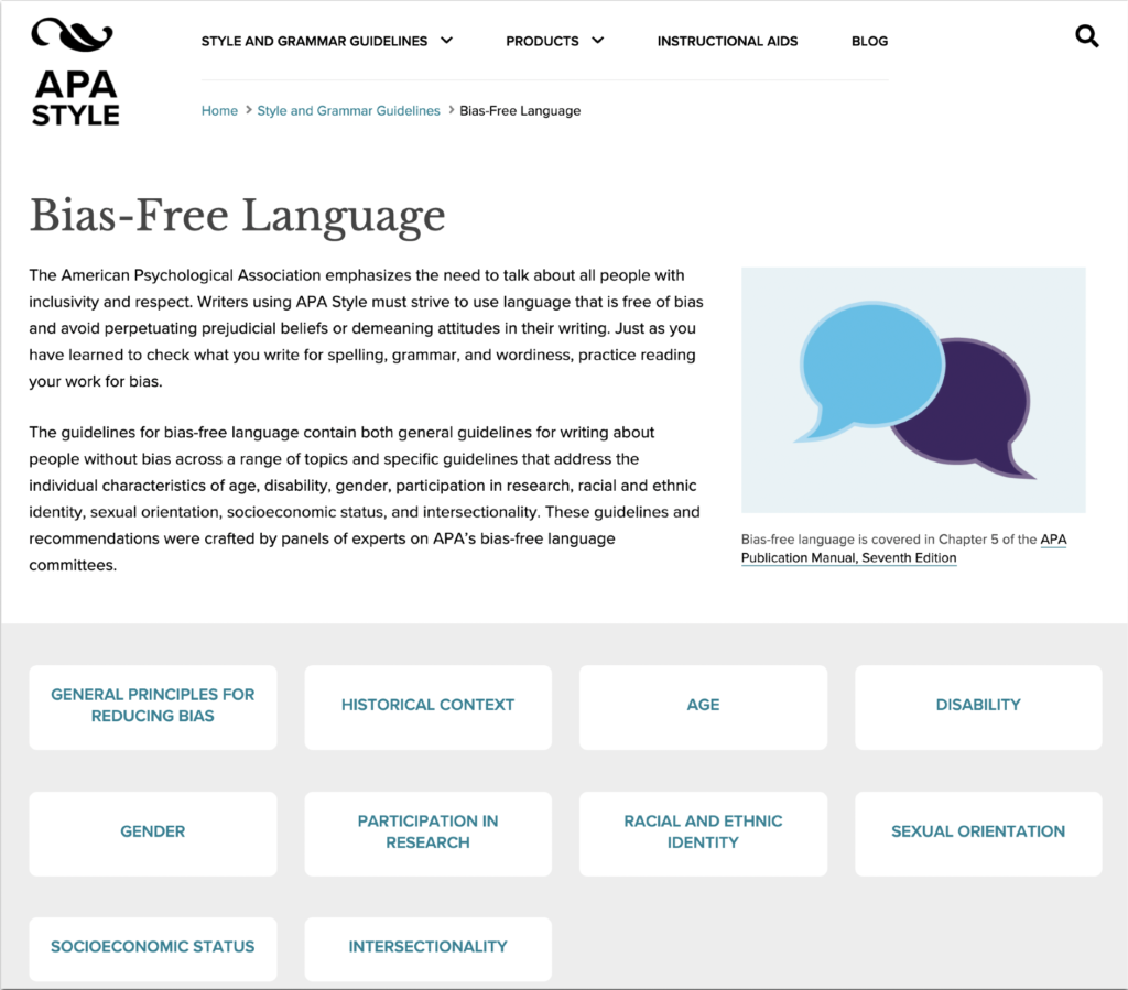 Bias free language APA Style