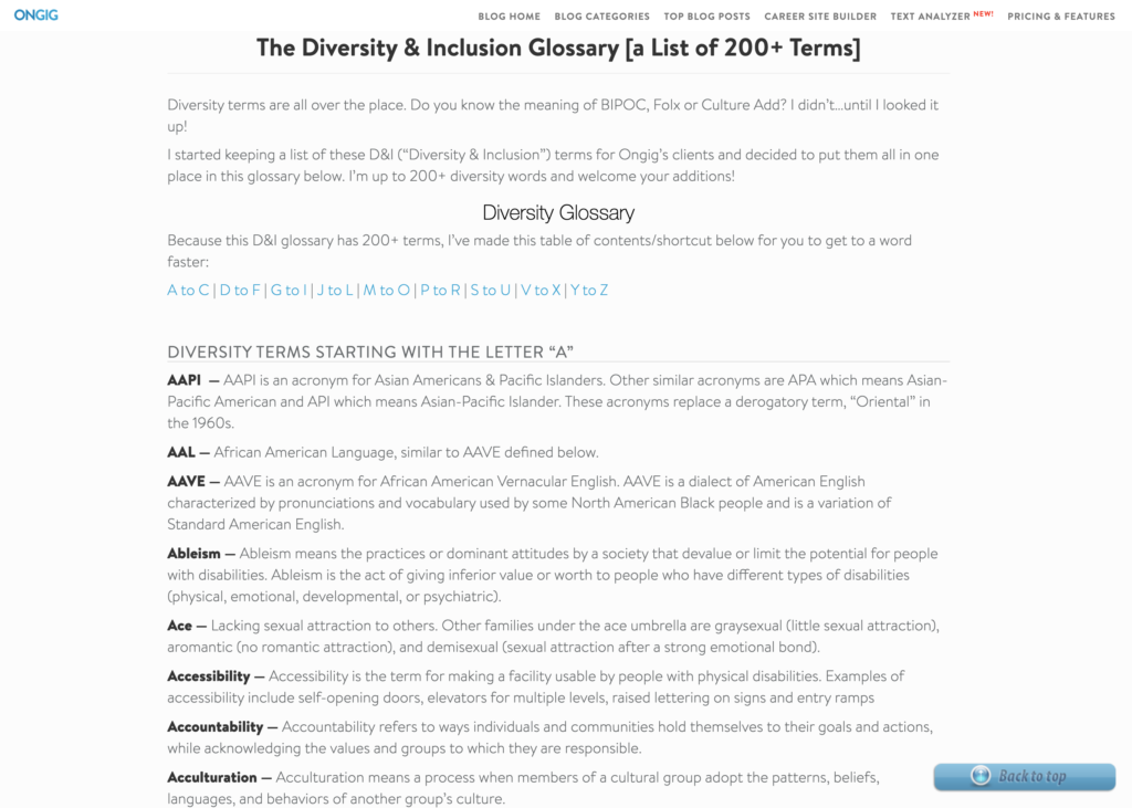 bias free language | diversity glossary Ongig