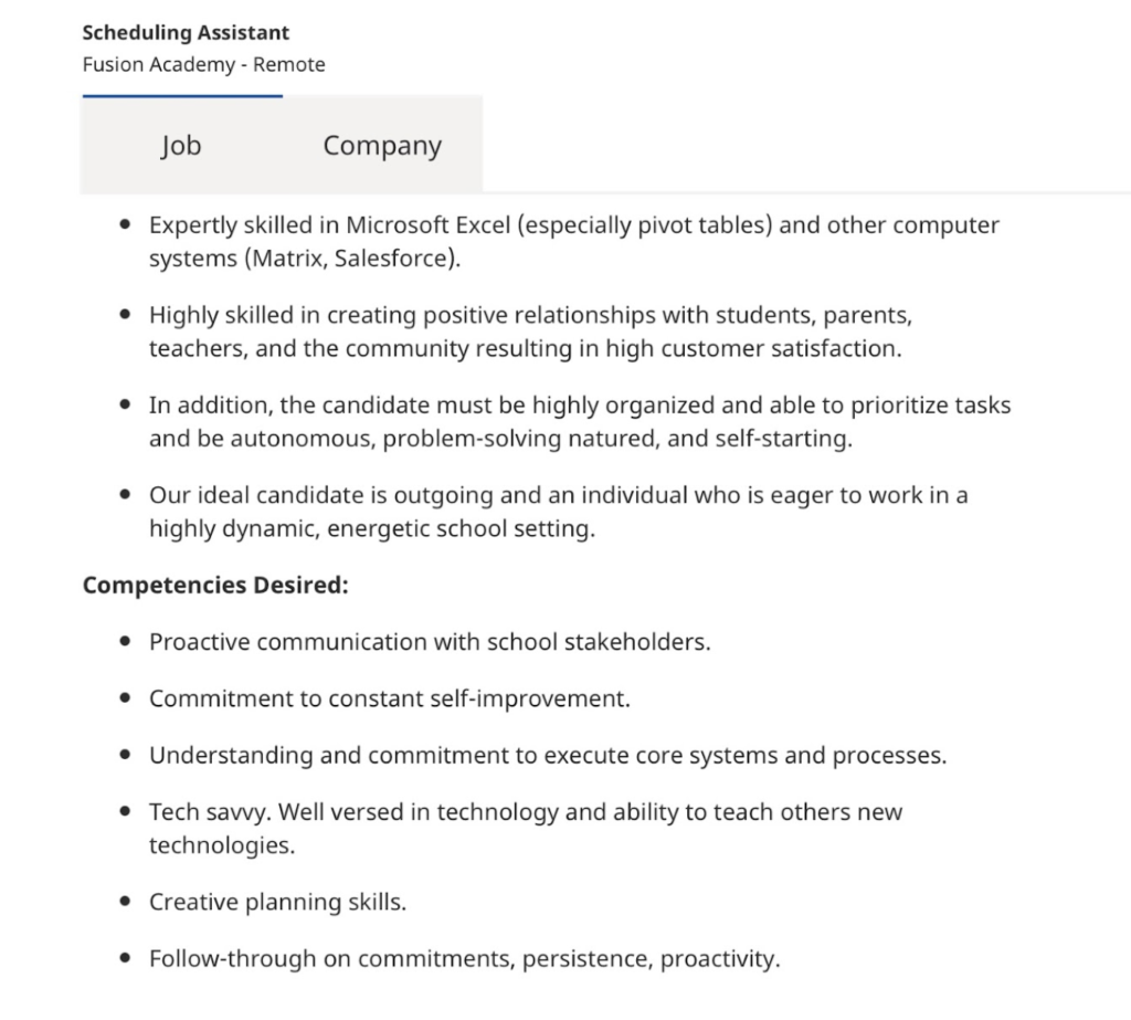 skills vs competencies example