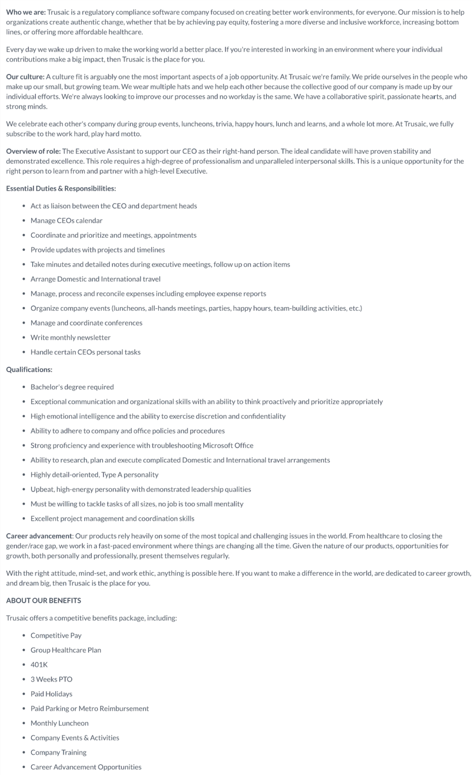 7 Examples of an Executive Assistant Job Description [+ a free template