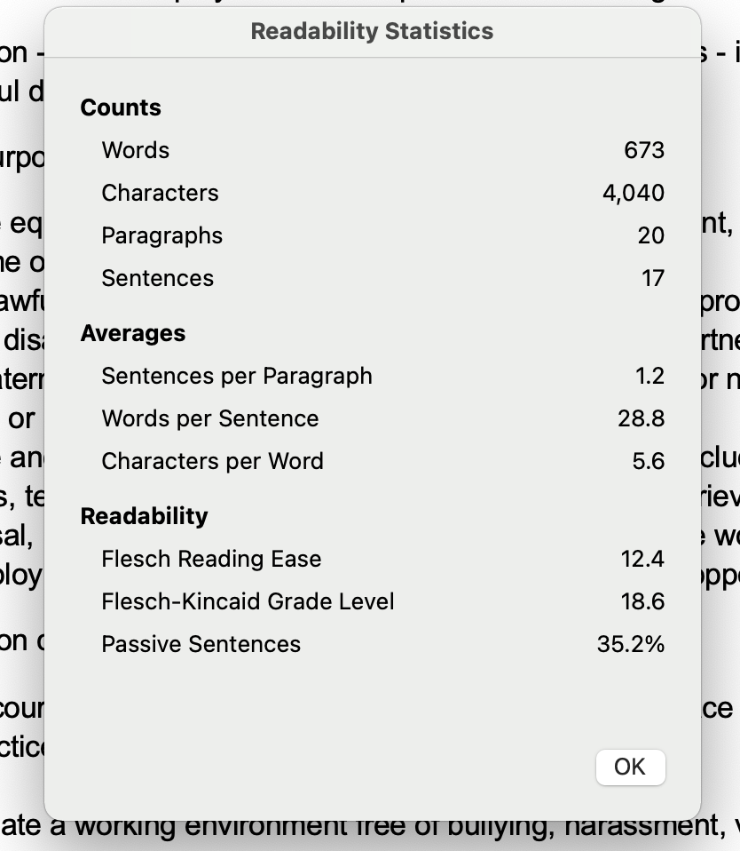 microsoft word readability score