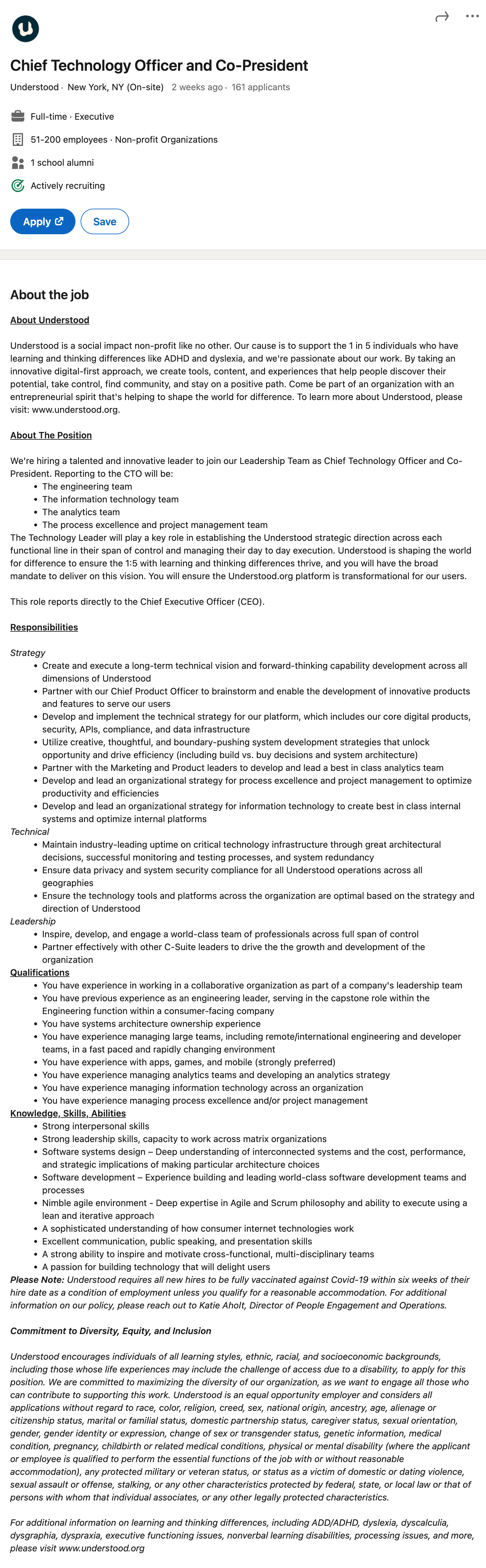 CTO Job Description Template