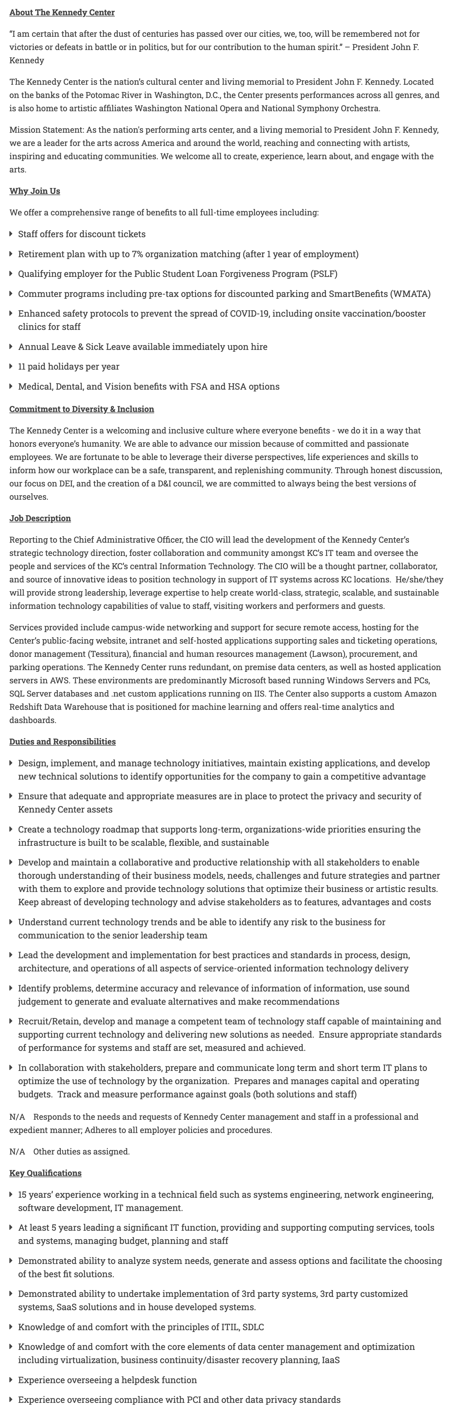 CIO Job Description Template