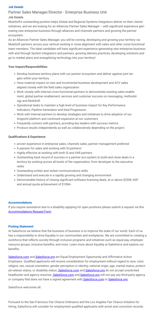 Sales Manager Job Description Template -- Salesforce