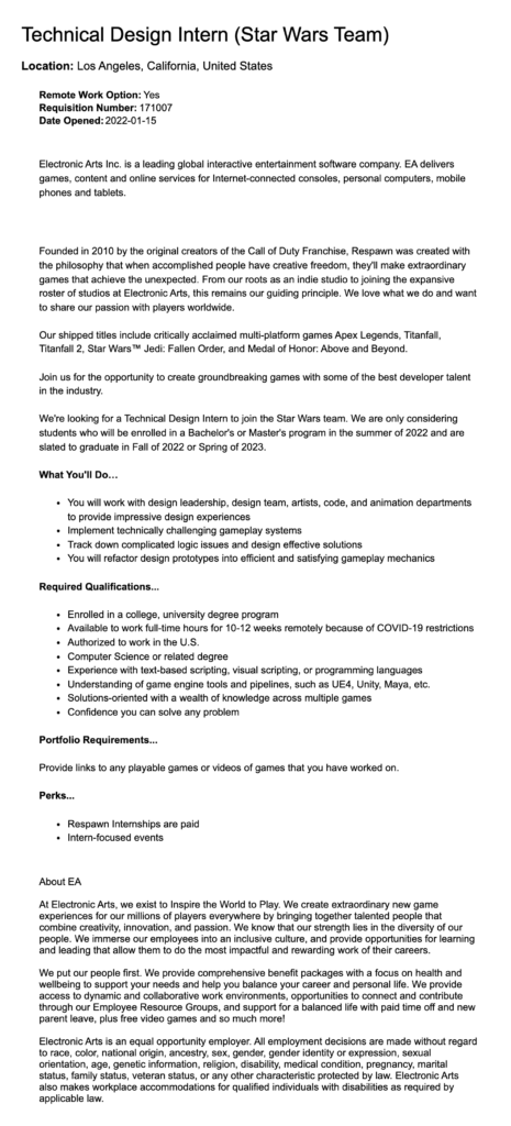 Game Developer job description template