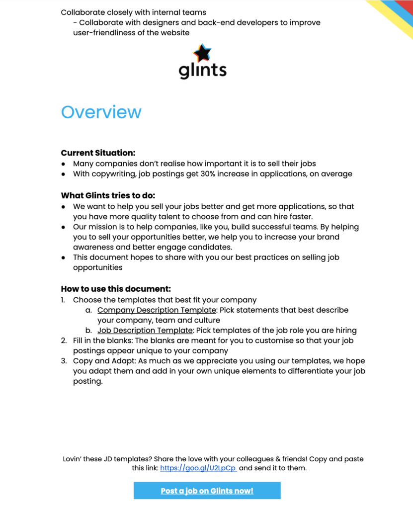 glints job description template google docs